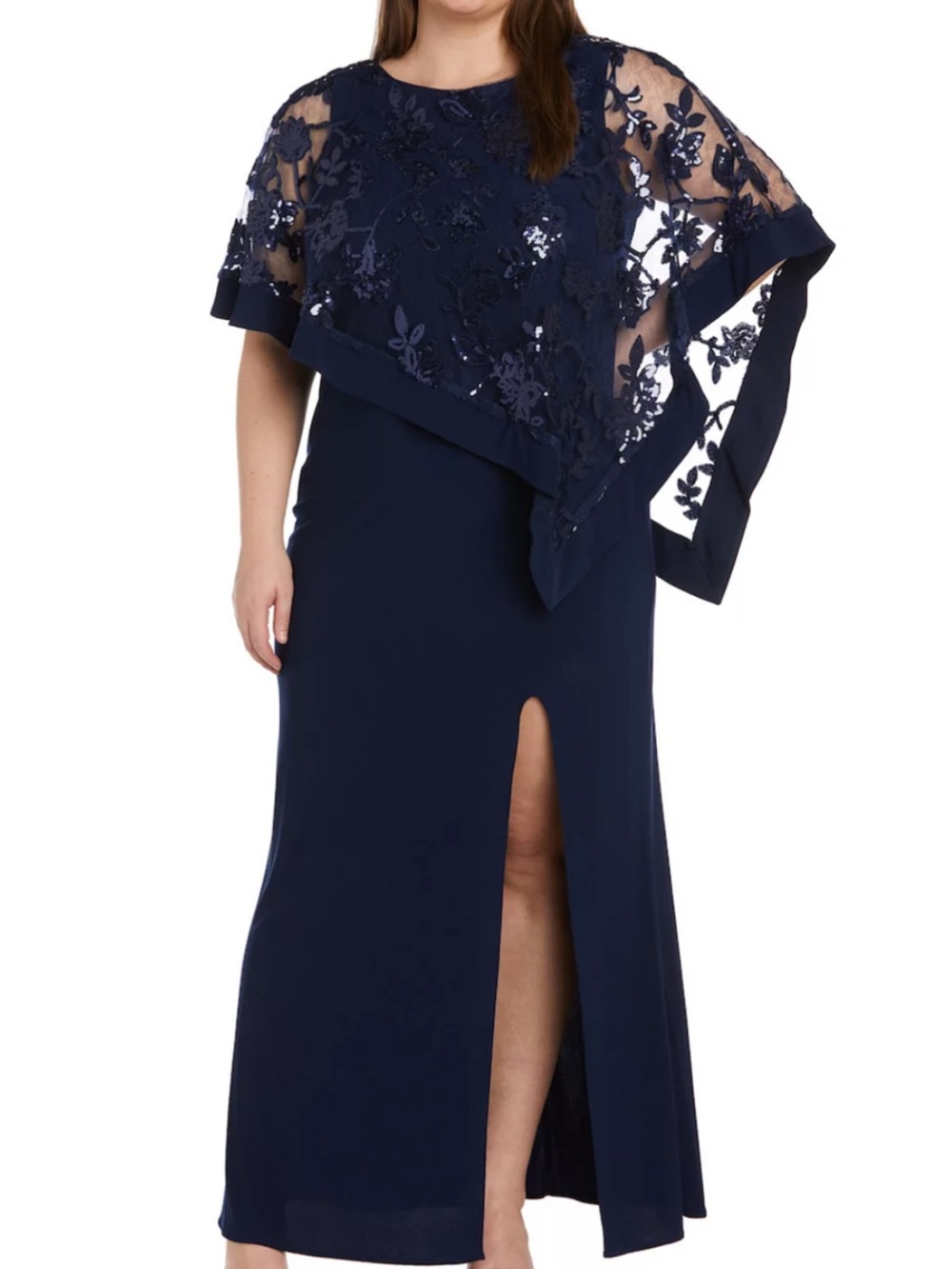 R & M Richards
Women's Sequinned Floral-Lace-Poncho Gown, 20W - Picture 12 of 12